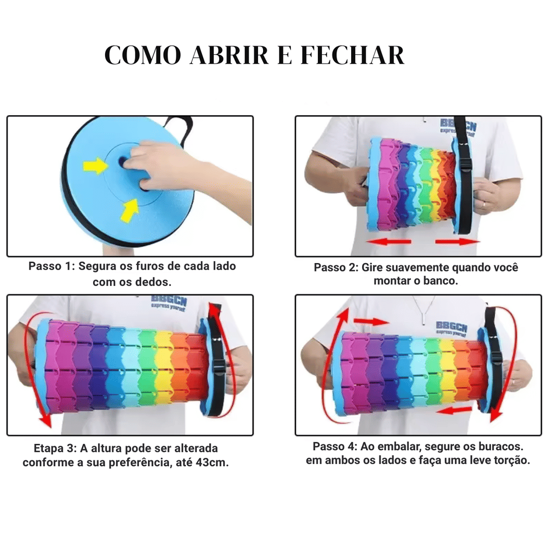 Banqueta Retrátil Banco Portátil com Alça Multiuso Leve Colorido