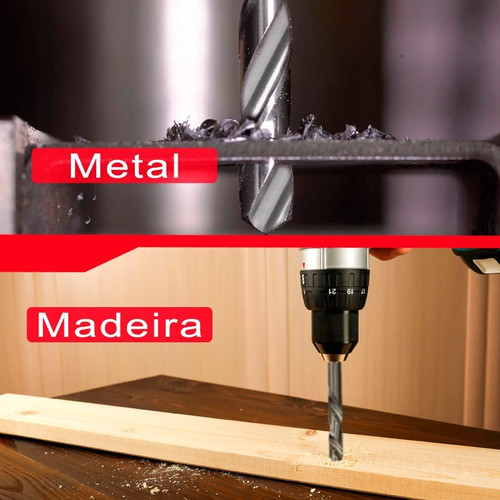 Kit 5 Broca Aço Rápido 11+ 13+ 15+ 17+ 19mm Haste Rebaixada HSS Din338 Kit 5 Broca Aço Rápido 11+ 13+ 15+ 17+ 19mm Haste Rebaixada HSS Din338