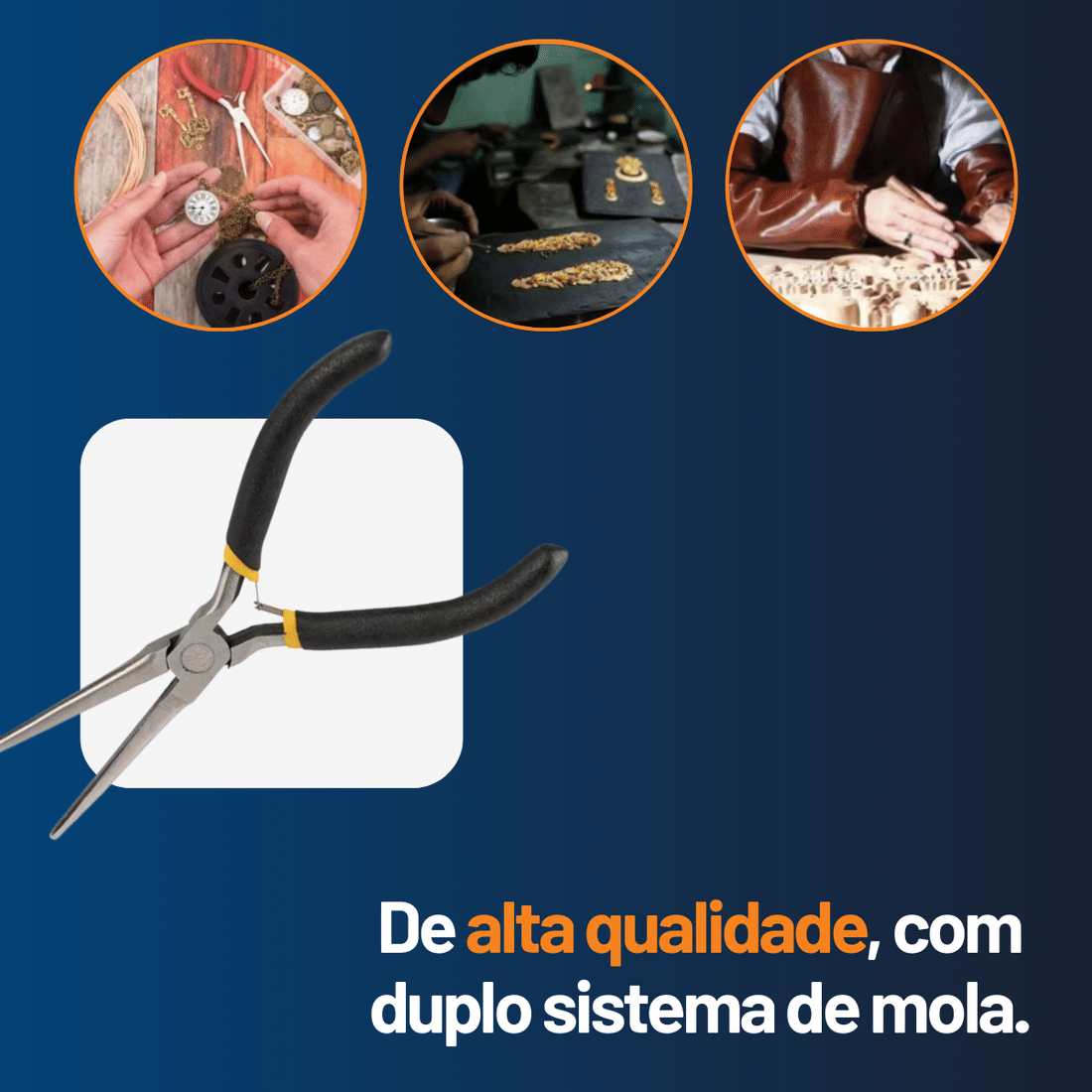 Alicate Bico Meia Cana Reto 6" de Precisão para Eletrônica Artesanato com Mola Aço Carbono Cabo Emborrachado