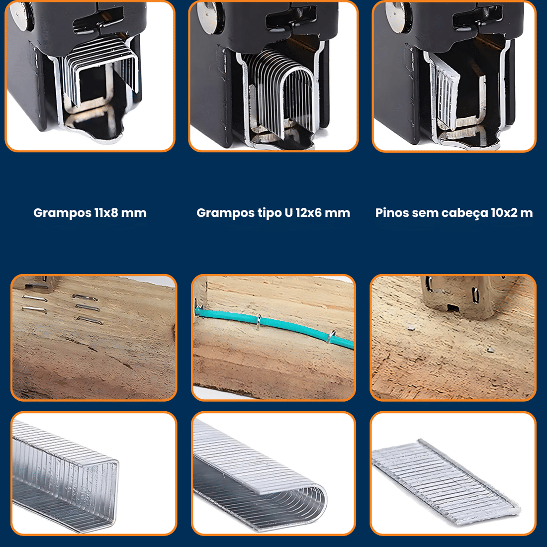 Grampeador Pinador Tapaceiro Profissional + Grampos E Pregos