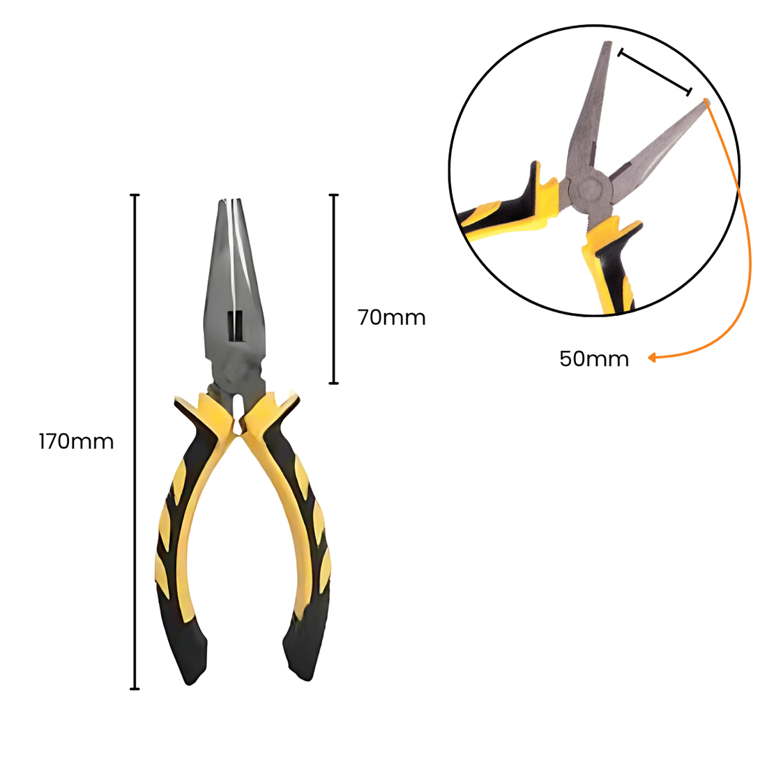 Alicate Bico Meia Cana 6" Aço Carbono Reforçado Isolado 1000V Profissional Corte Preciso