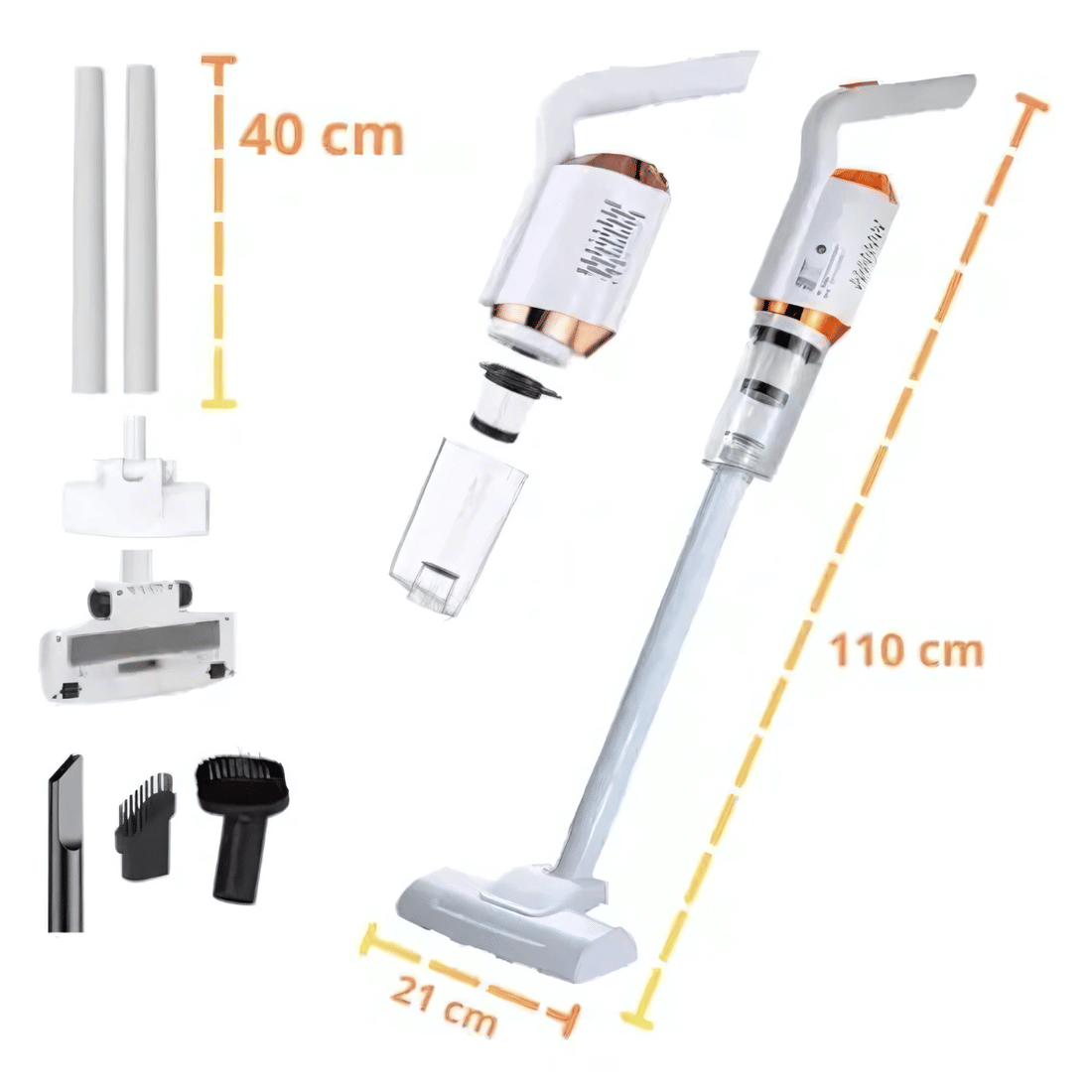 Aspirador de Pó Vertical Recarregável USB 120W Portátil 2 em 1