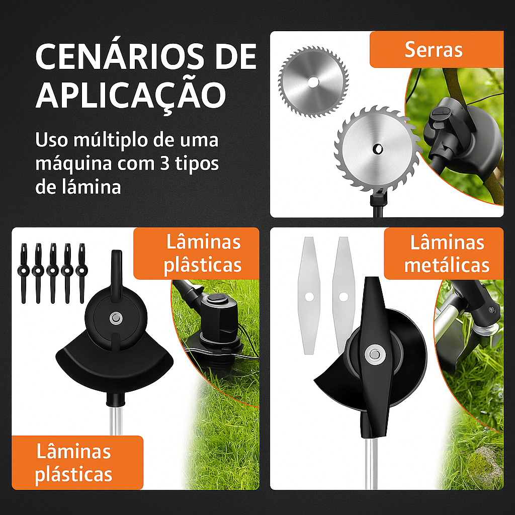 Aparador de Grama Cortador Portátil Sem Fio Bateria 24V Roçadeira