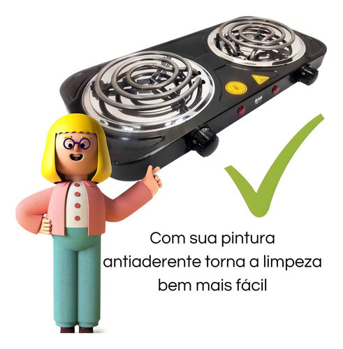 Fogareiro Elétrico Portátil Fogão 1 ou 2 Bocas Cozinha Camping Mesa Compacto Viagem Trailer Emergência