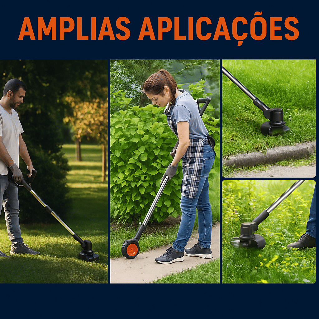 Aparador de Grama Cortador Portátil Sem Fio Bateria 24V Roçadeira