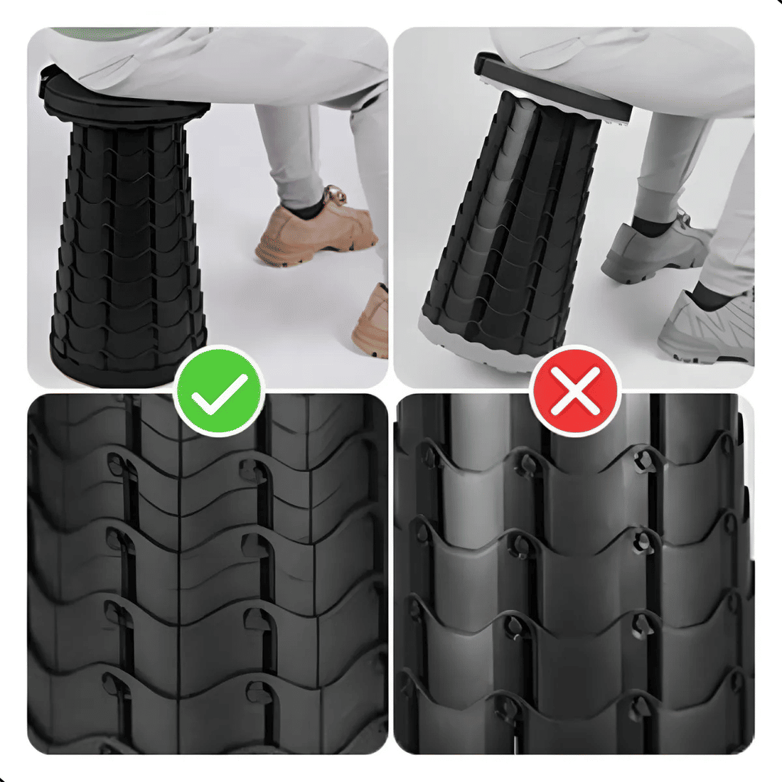 Banqueta Retrátil Banco Portátil com Alça Multiuso Leve Preto