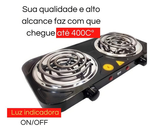 Fogareiro Elétrico Portátil Fogão 1 ou 2 Bocas Cozinha Camping Mesa Compacto Viagem Trailer Emergência