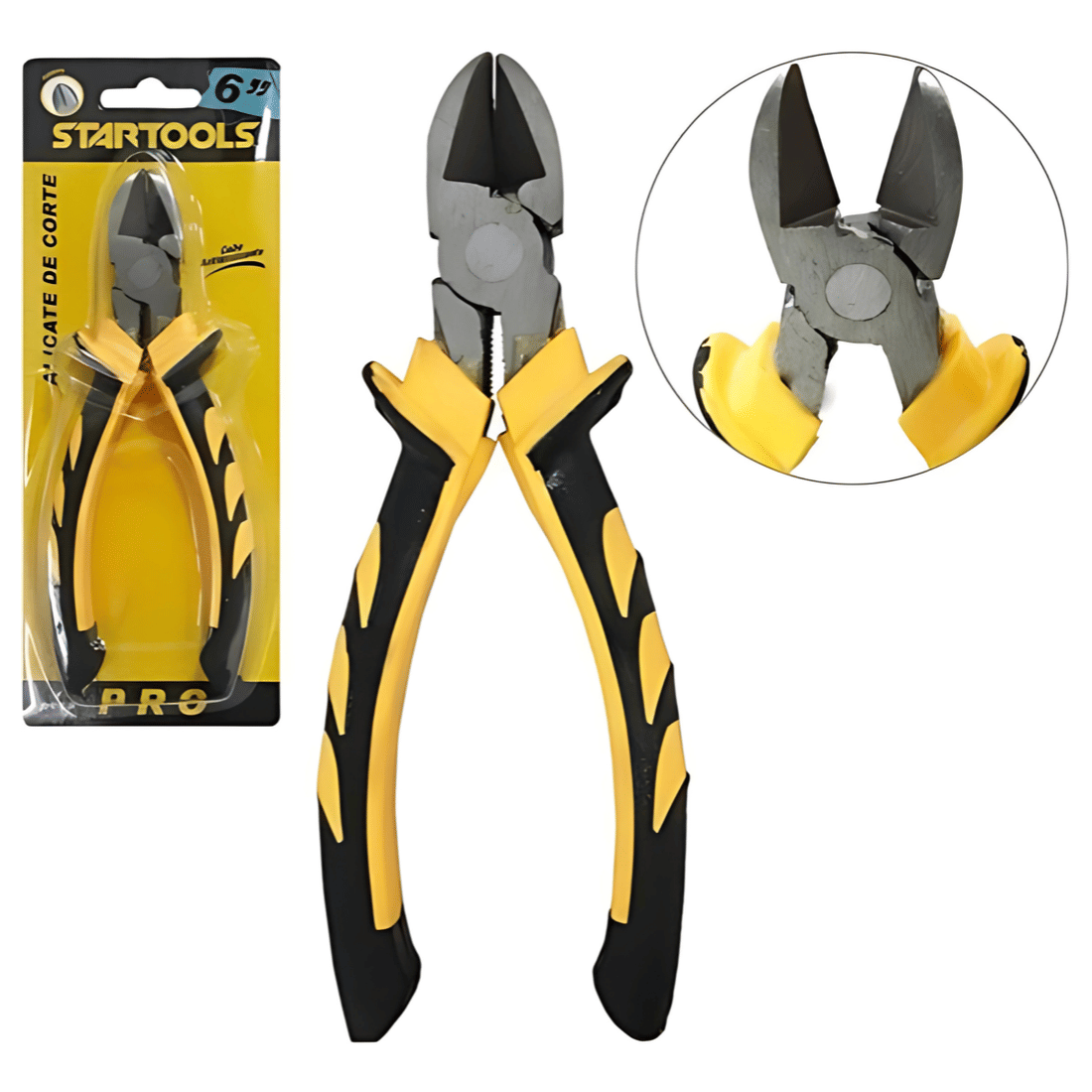Alicate de Corte Diagonal 6" Aço Carbono Cabo Emborrachado Amarelo/Preto