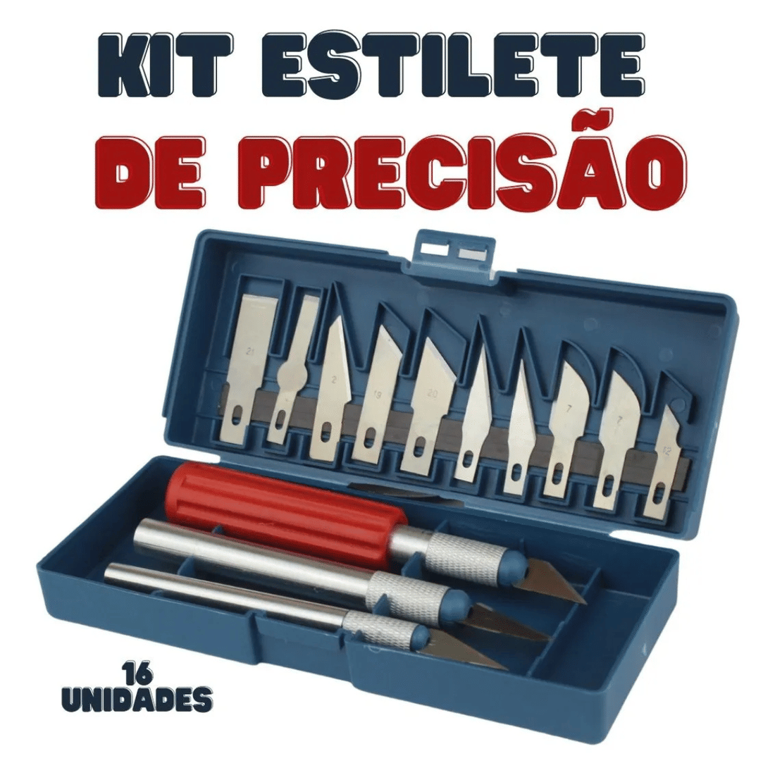 Kit Estilete Precisão Profissional Case 16Pçs Bisturi Patchwork Scrapbook Artesanato
