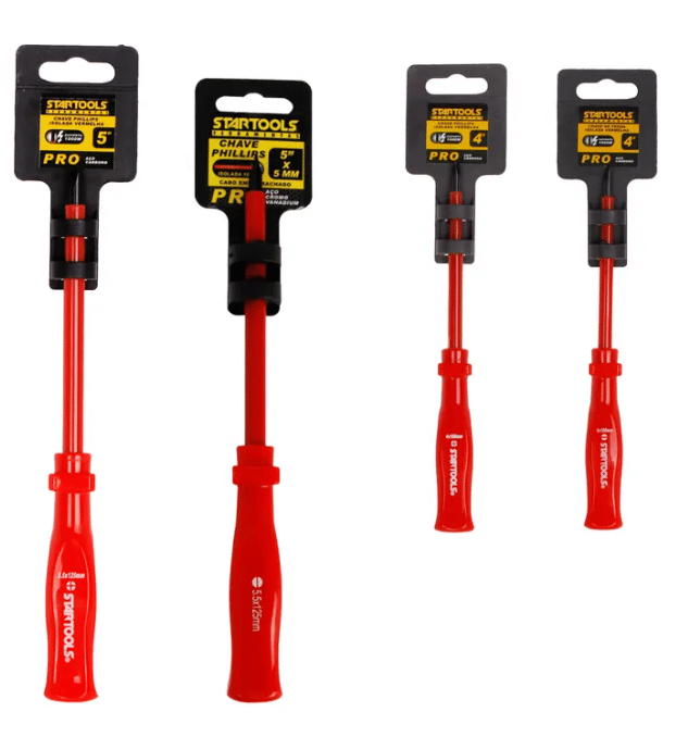 Jogo Chave Isolada 1000v Eletricista Fenda Phillips 4'' 5''