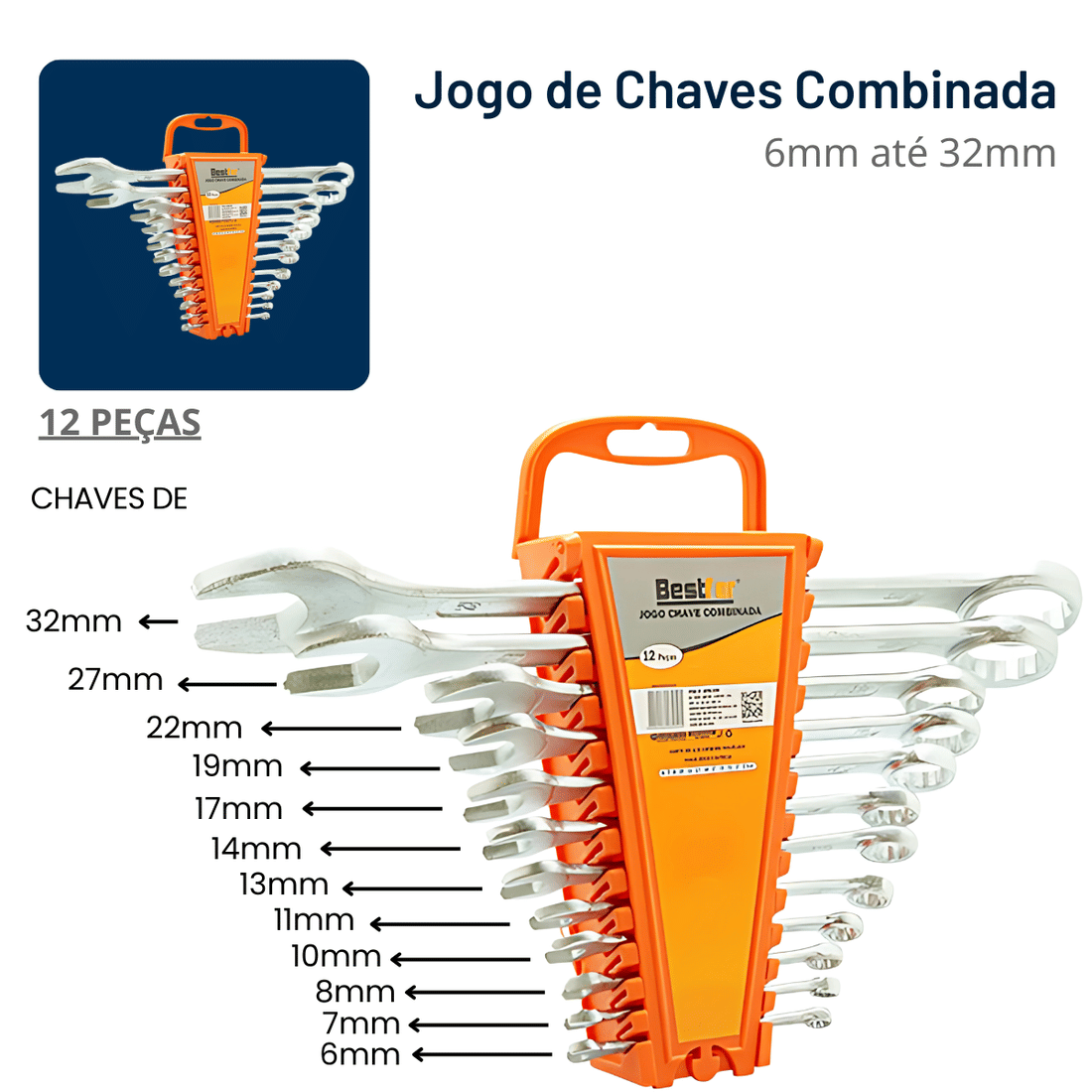 Jogo Chave Combinada Profissional Aço Drop Forged
