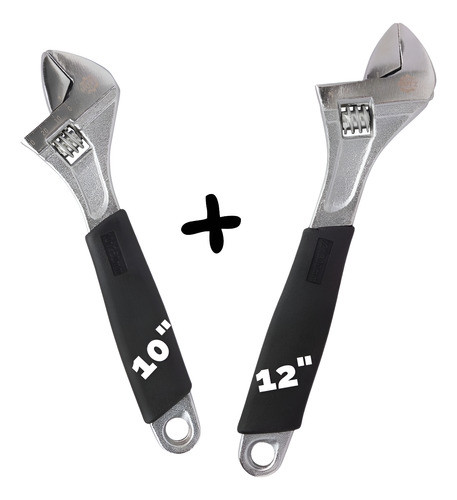 Chave Boca Inglesa Ajustável Aço Carbono - Kit 8 + 12" Chave Boca Inglesa Ajustável Aço Carbono - Kit 8 + 12"