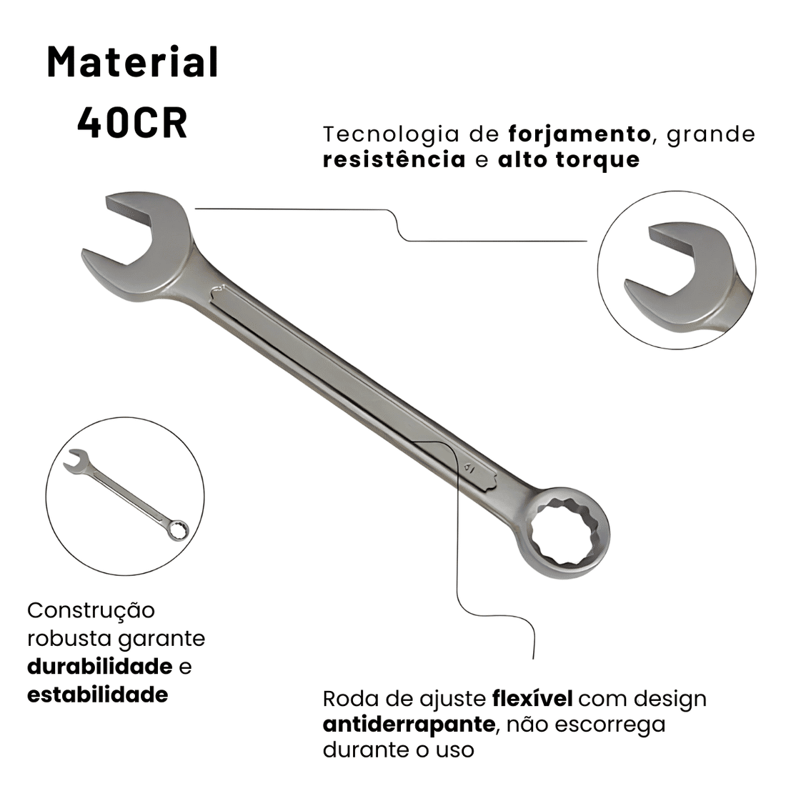 Chave Combinada de Boca Fixa  Estrela Aço Carbono Vários Tamanhos