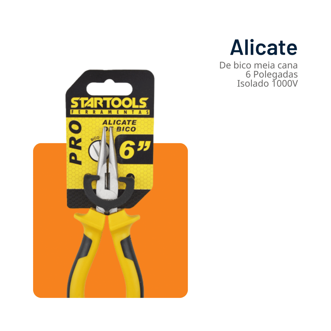 Alicate Bico Meia Cana 6" CRV Isolado 1000V Profissional Corte Preciso