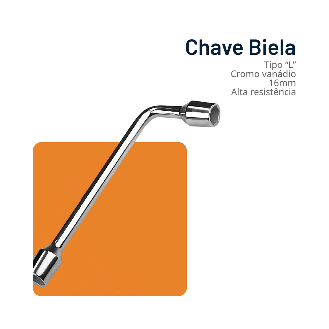 Chave Biela Tipo L em Cromo Vanádio 16mm Alta Resistência Chave Biela Tipo L em Cromo Vanádio 16mm Alta Resistência