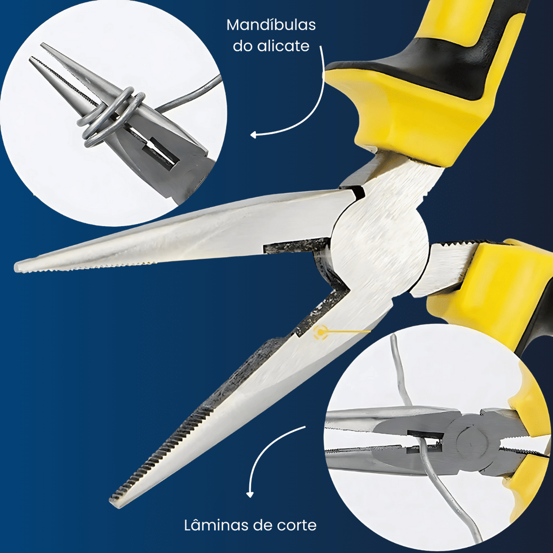 Alicate Bico Meia Cana 6" Aço Carbono Reforçado Isolado 1000V Profissional Corte Preciso
