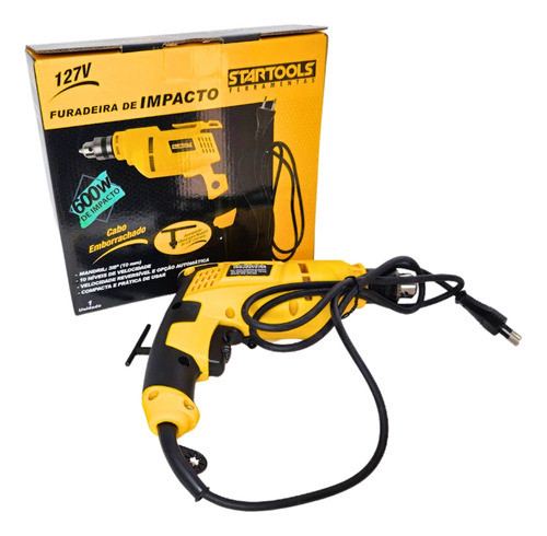Furadeira de Impacto Elétrica Profissional Perfuração Concreto 600W 127/220V Mandril 3/8" Alta Performance
