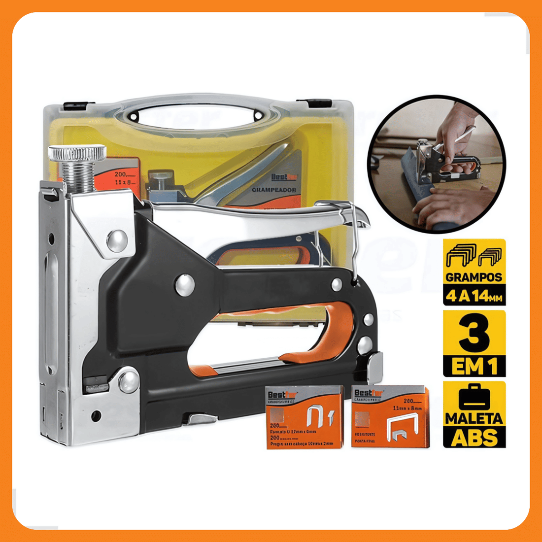 Grampeador Pinador Tapaceiro Profissional + Grampos E Pregos