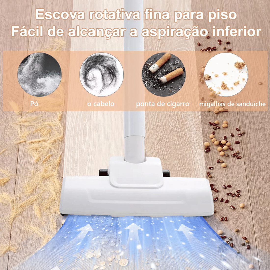 Aspirador de Pó Vertical Recarregável USB 120W Portátil 2 em 1