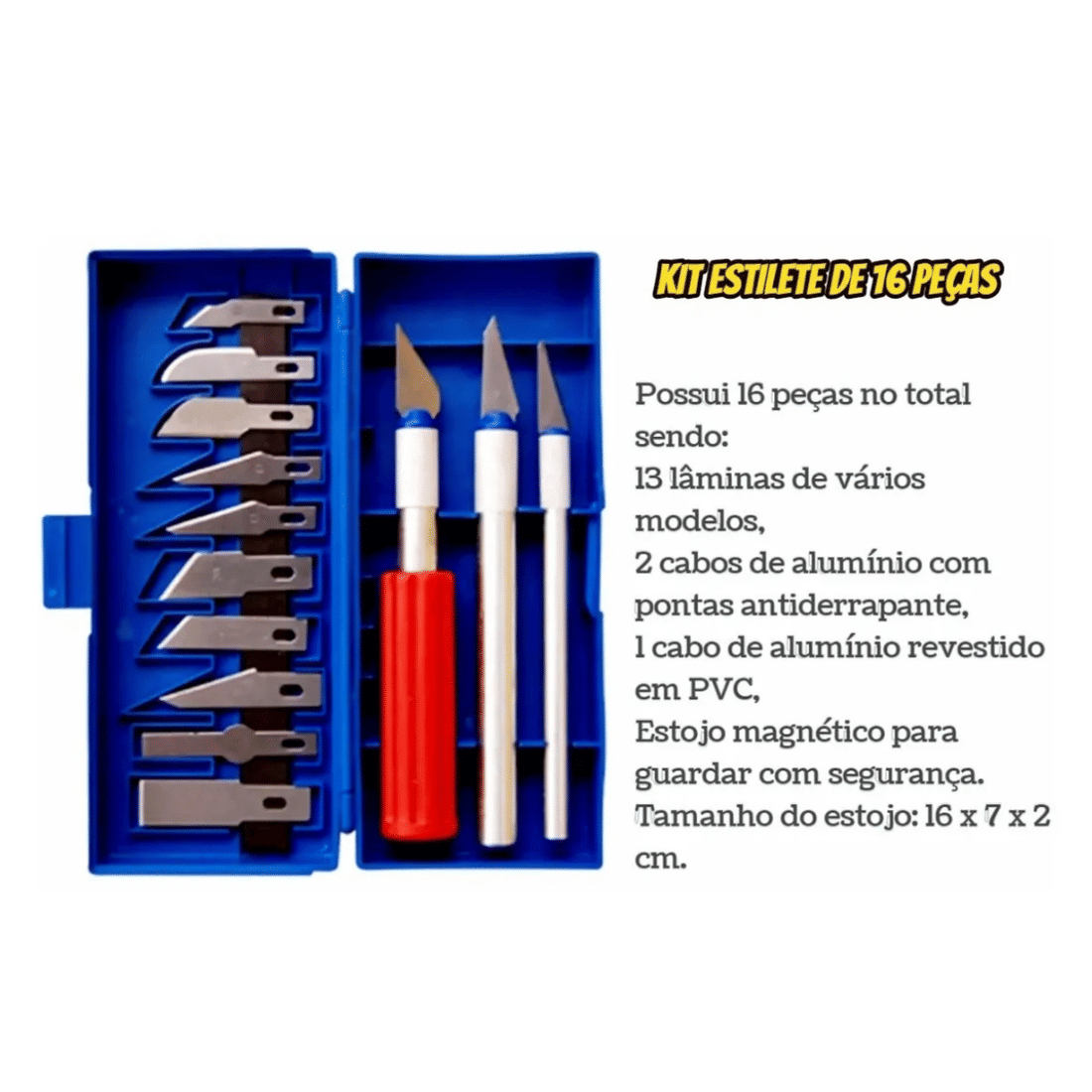 Kit Estilete Precisão Profissional Case 16Pçs Bisturi Patchwork Scrapbook Artesanato