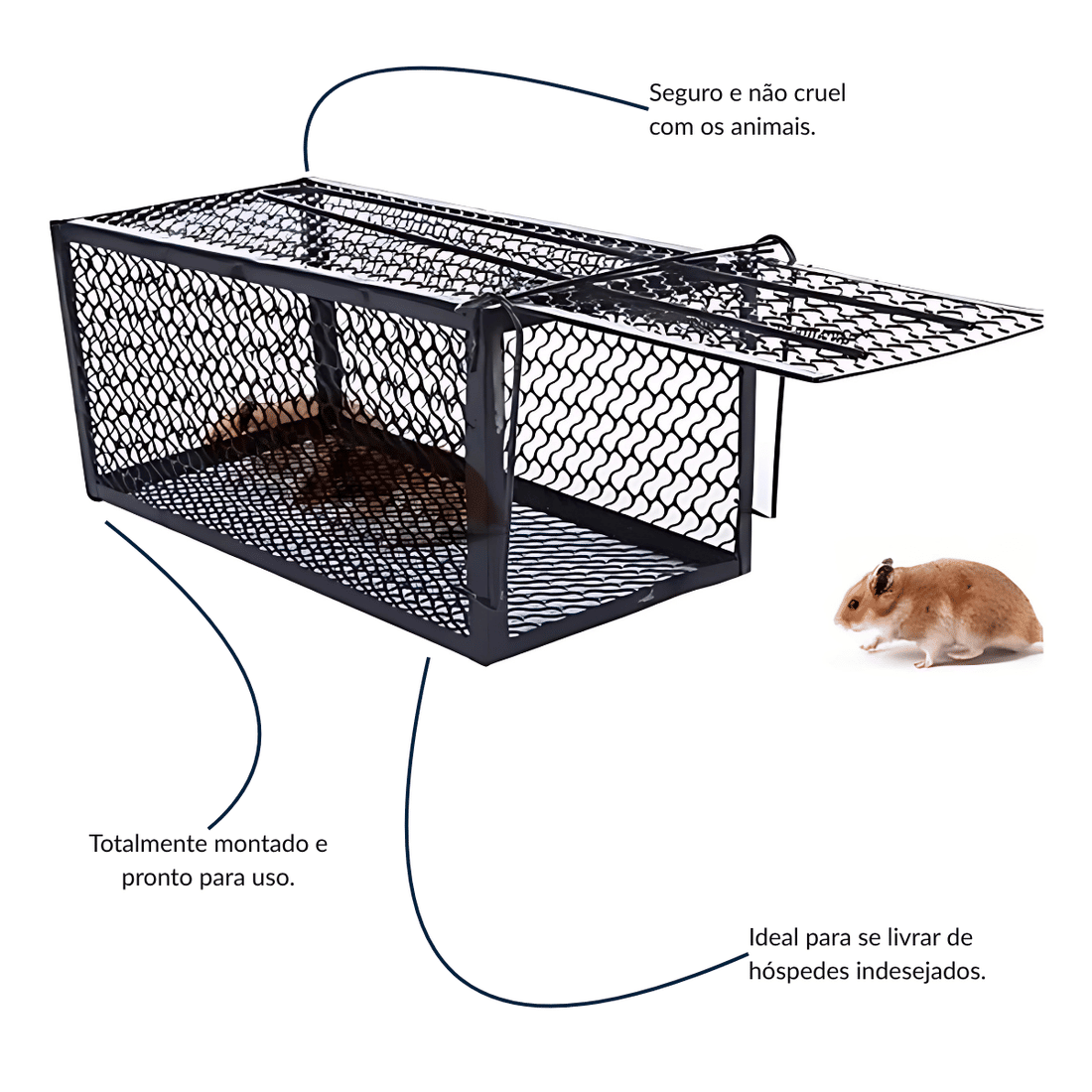 RATOEIRA TIPO GAIOLA 11.2X11.2X23CM - PRETA