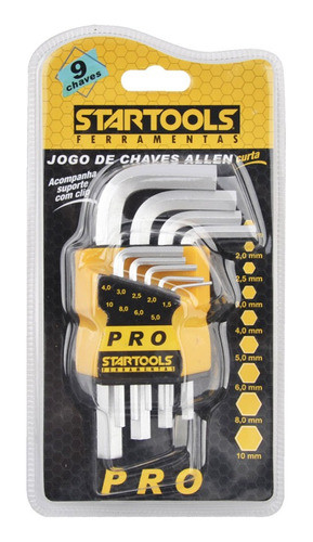 Kit 9 Chaves Allen Cromo Vanadium 1,5mm a 10mm Cabo Emborrachado Alta Durabilidade