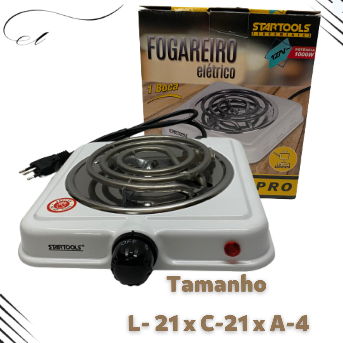 Fogareiro Elétrico Portátil Fogão 1 ou 2 Bocas Cozinha Camping Mesa Compacto Viagem Trailer Emergência