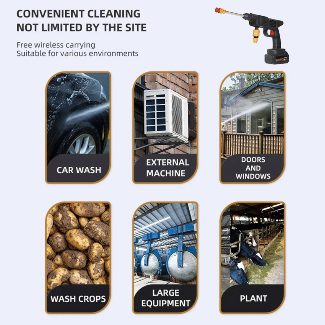 Lavadora de Alta Pressão lava Jato Portátil Sem Fio - 2 Baterias 48V