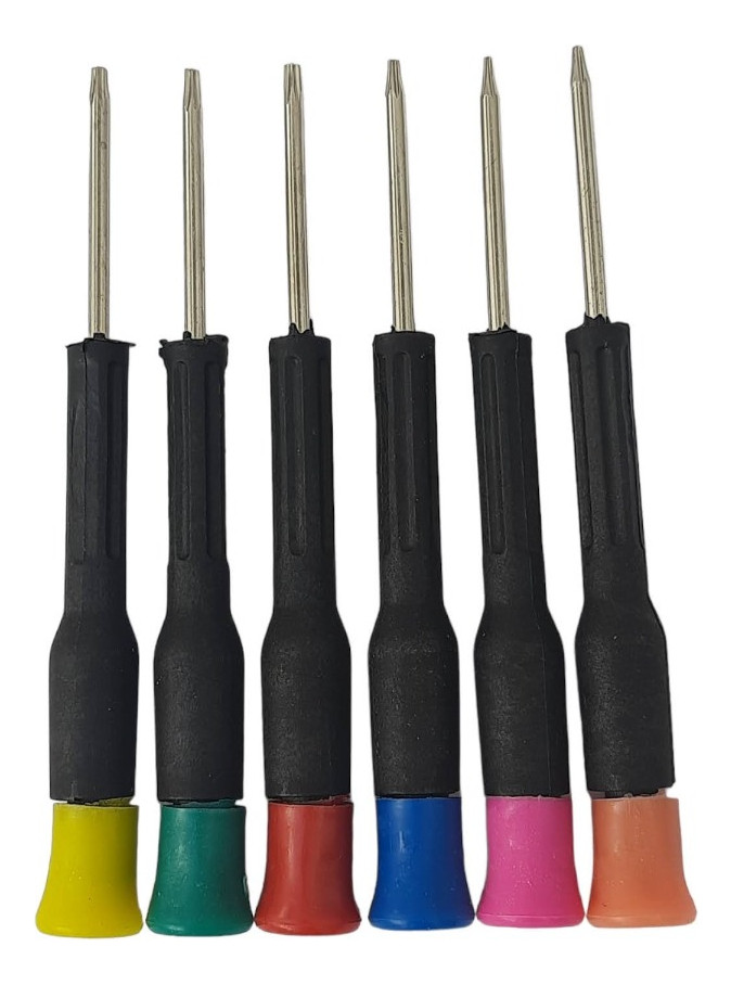 Kit 6 Chaves Torx T5 a T10 Precisão Eletronica Cabo Emborrachado