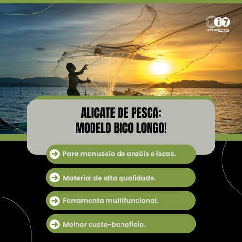 Alicate De Pesca Emborrachado Ponta Alongada Aço Bico 7,5