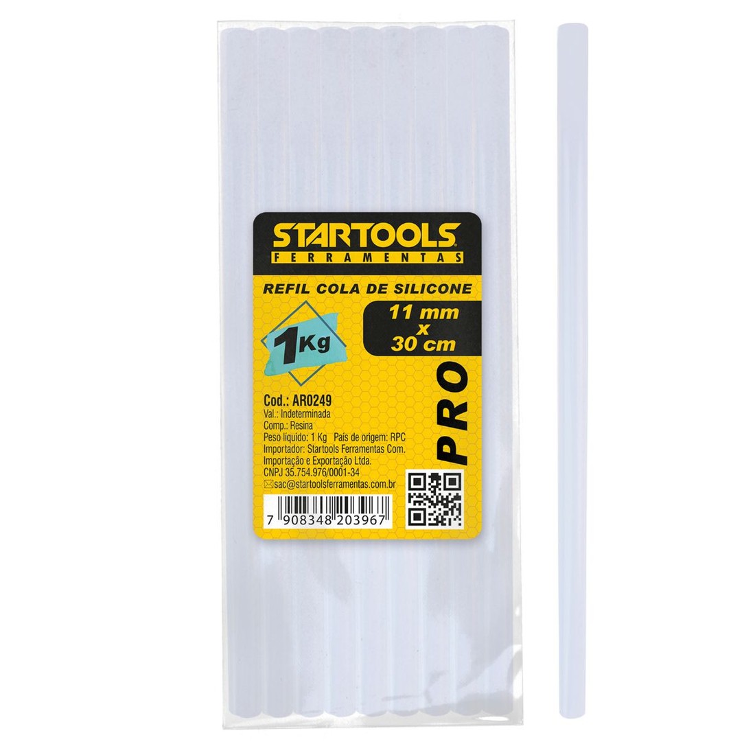 Refil Cola Quente Silicone Grossa 1Kg 11mm 30cm Refil Cola Quente Silicone Grossa 1Kg 11mm 30cm