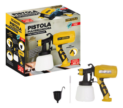 Pistola Pulverizadora de Tinta Elétrica Compressor Embutido 650W Portátil para Pintura