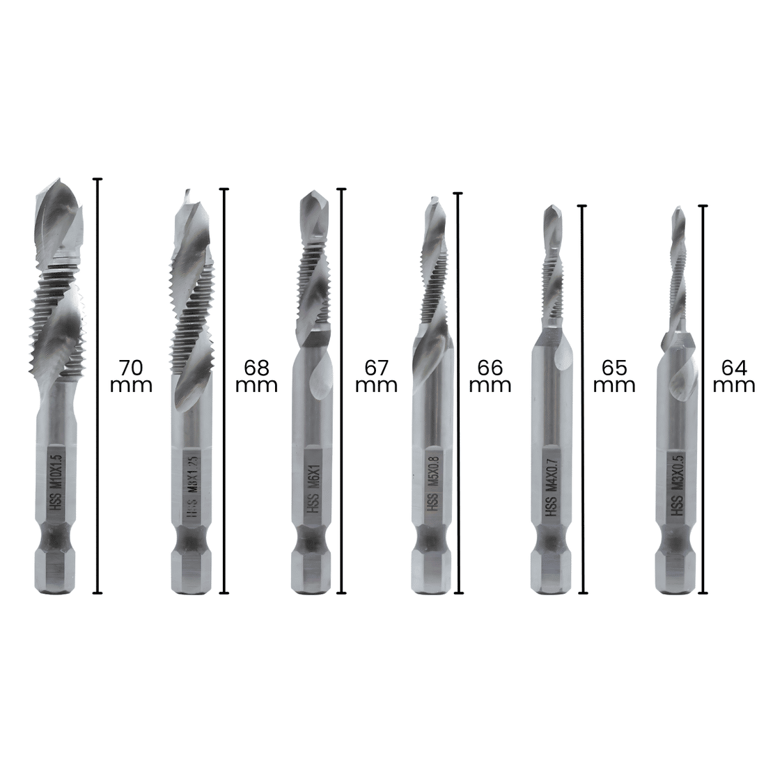 KIT DE BROCA MACHO ESPIRAL PARA ABERTURA DE ROSCA 6PCS KIT DE BROCA MACHO ESPIRAL PARA ABERTURA DE ROSCA 6PCS