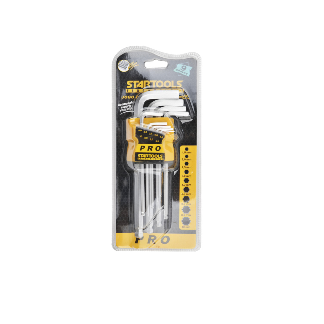 Kit 9 Chaves Allen Cromo Vanadium 1,5mm a 10mm Cabo Emborrachado Alta Durabilidade