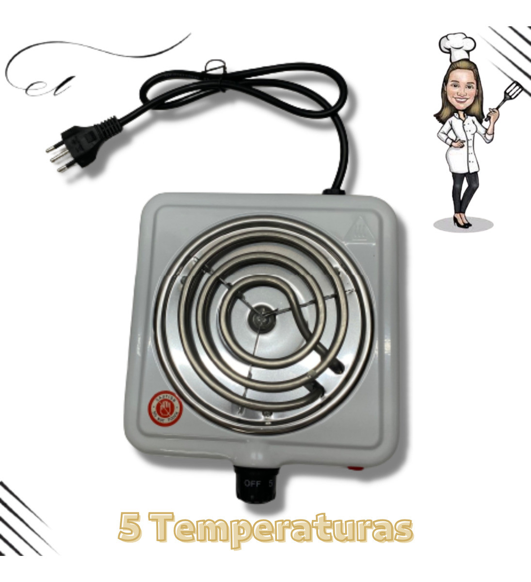 Fogareiro Elétrico Portátil Fogão 1 ou 2 Bocas Cozinha Camping Mesa Compacto Viagem Trailer Emergência