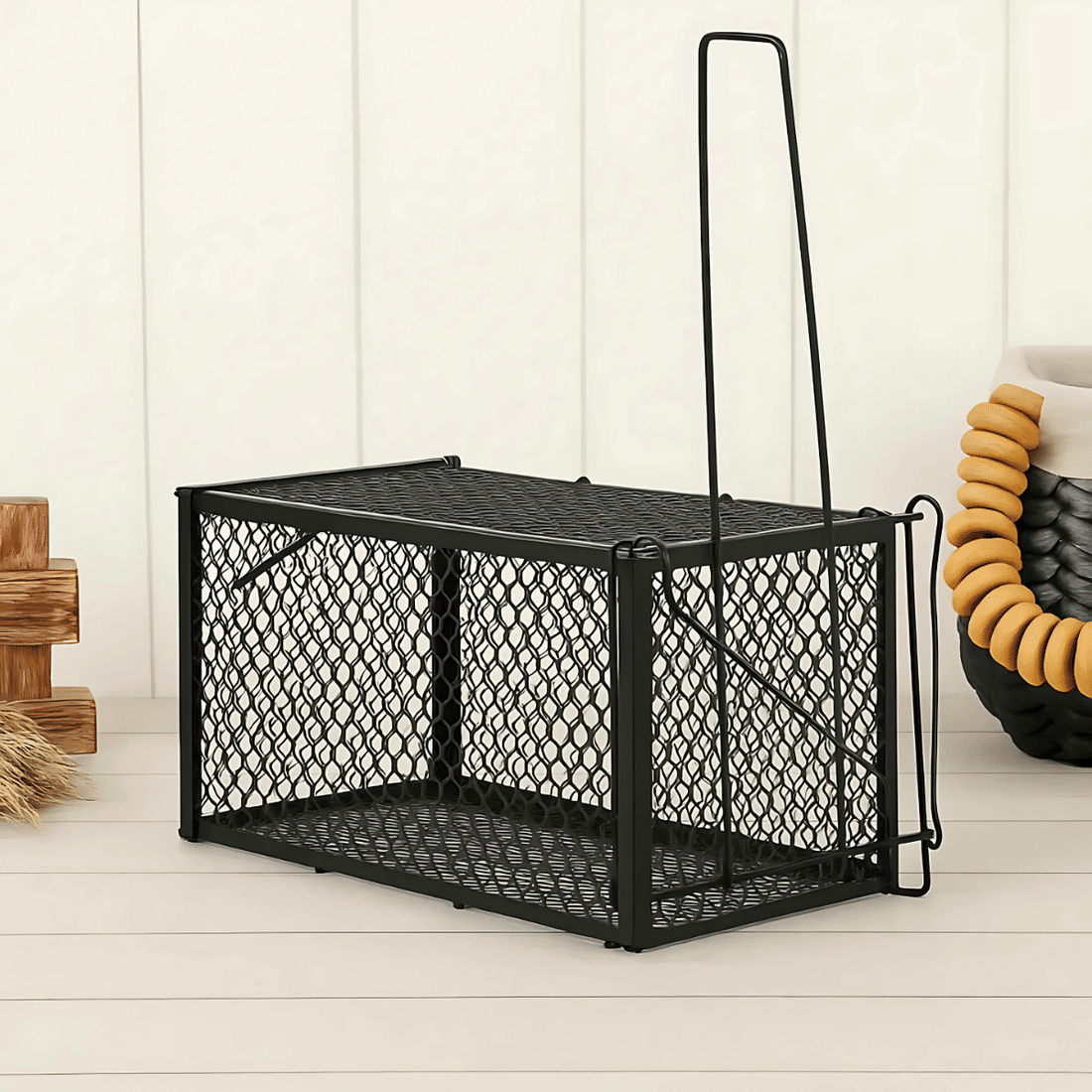 RATOEIRA TIPO GAIOLA 11.2X11.2X23CM - PRETA