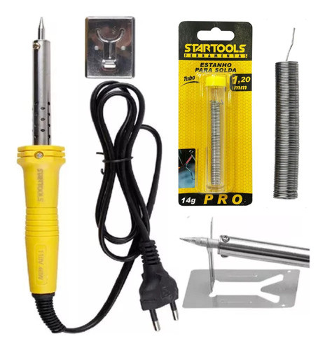 Ferro Solda 60w Profissional Com Suporte Soldador + Estanho Ferro Solda 60w Profissional Com Suporte Soldador + Estanho
