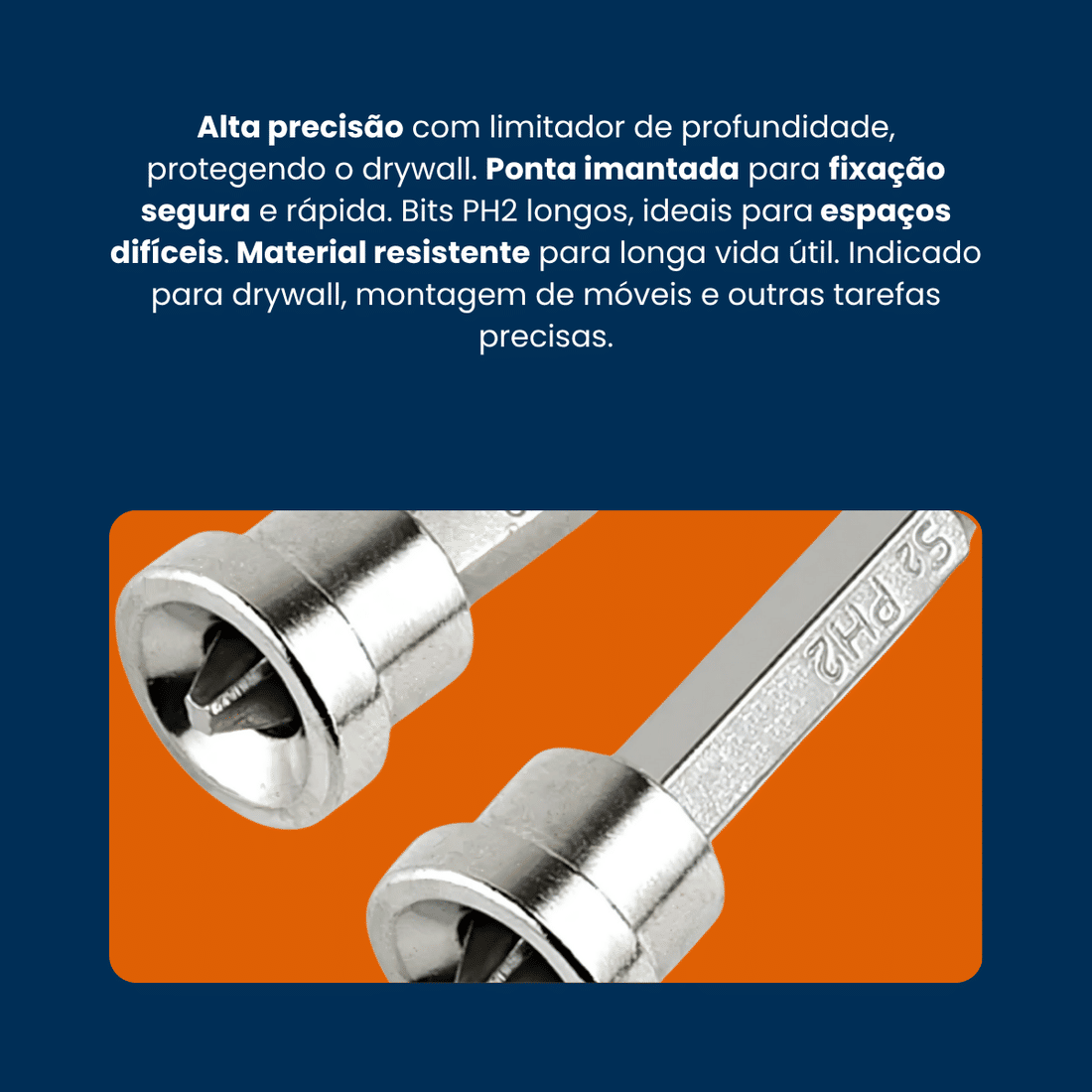 Bits Philips Longo Limitador e Imantado Drywall Ponta PH2 kit 2pçs Bits Philips Longo Limitador e Imantado Drywall Ponta PH2 kit 2pçs