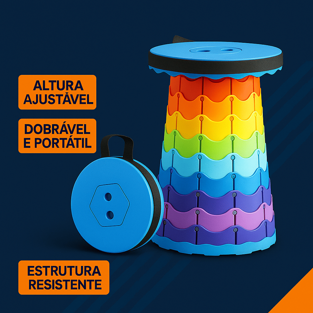 Banqueta Retrátil Banco Portátil com Alça Multiuso Leve Colorido