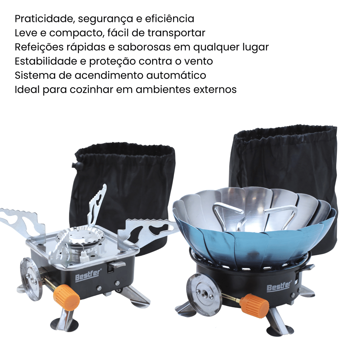 Fogareiro a Gás Portátil Dobrável com Estojo