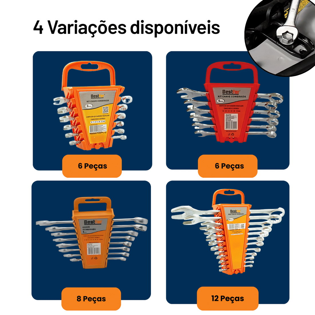 Jogo Chave Combinada Profissional Aço Drop Forged