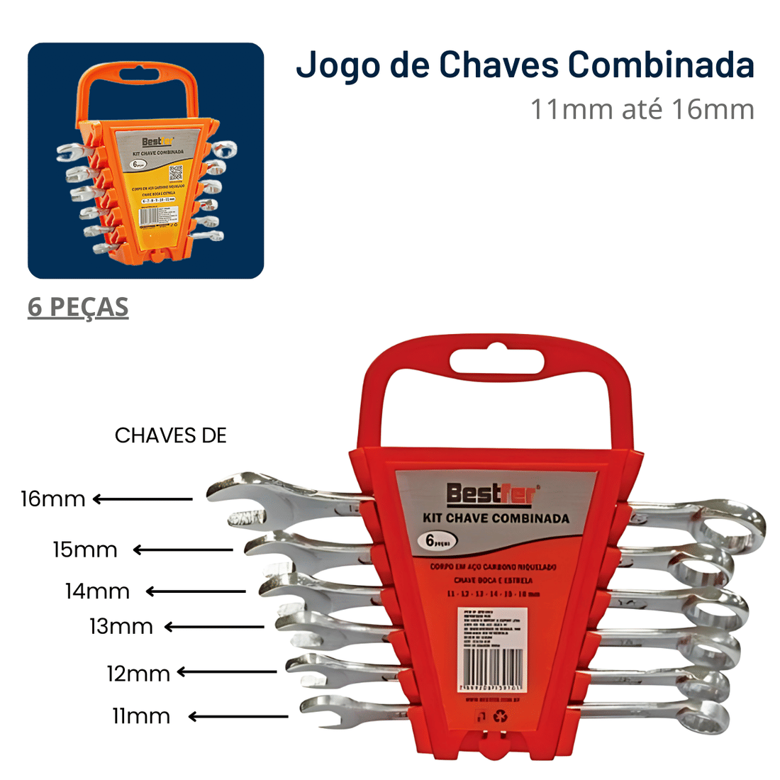 Jogo Chave Combinada Profissional Aço Drop Forged