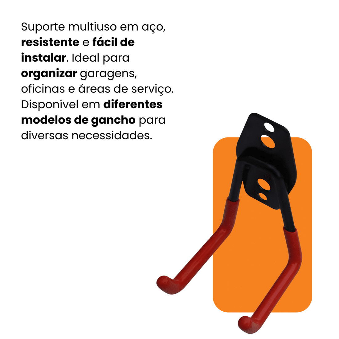 Suporte Gancho Multiuso para Parede Laranja