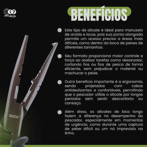 Alicate De Pesca Emborrachado Ponta Alongada Aço Bico 7,5