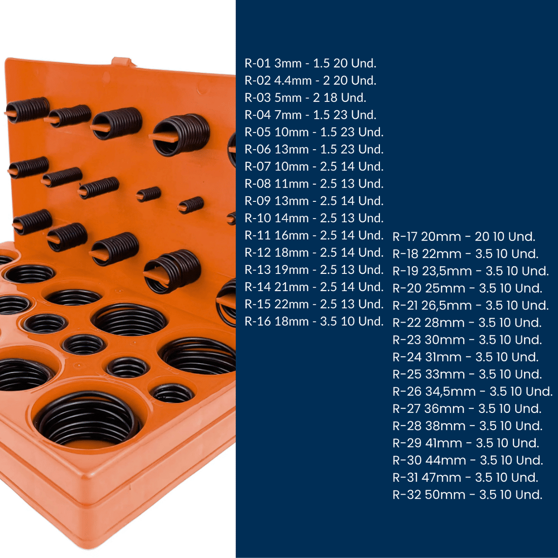 Anéis Vedação em Borracha Nitrílica NBR 32 Tam Kit 419 Oring