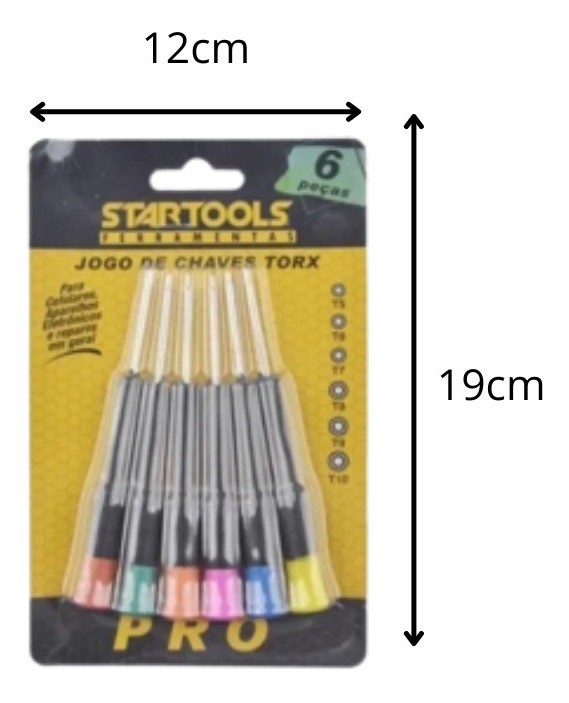 Kit 6 Chaves Torx T5 a T10 Precisão Eletronica Cabo Emborrachado