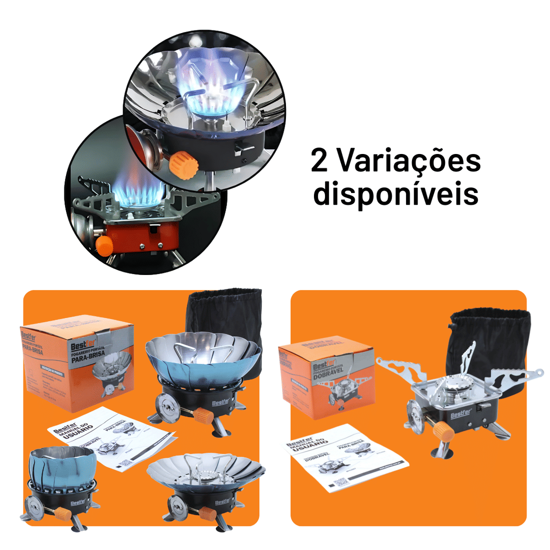 Fogareiro a Gás Portátil Dobrável com Estojo