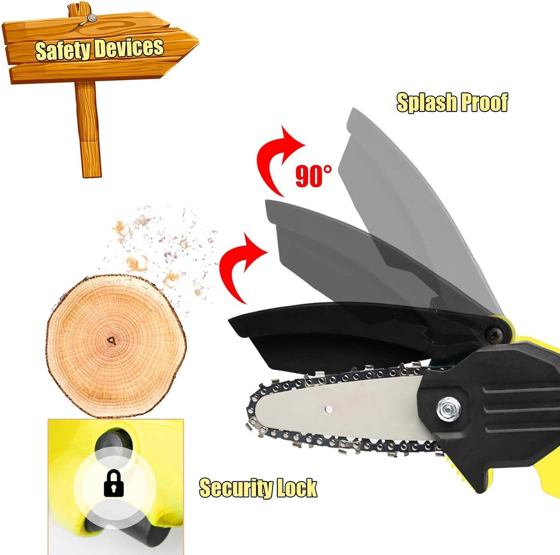 Mini Motosserra Elétrica 6" Bateria 21V Portátil Poda Galhos Jardim