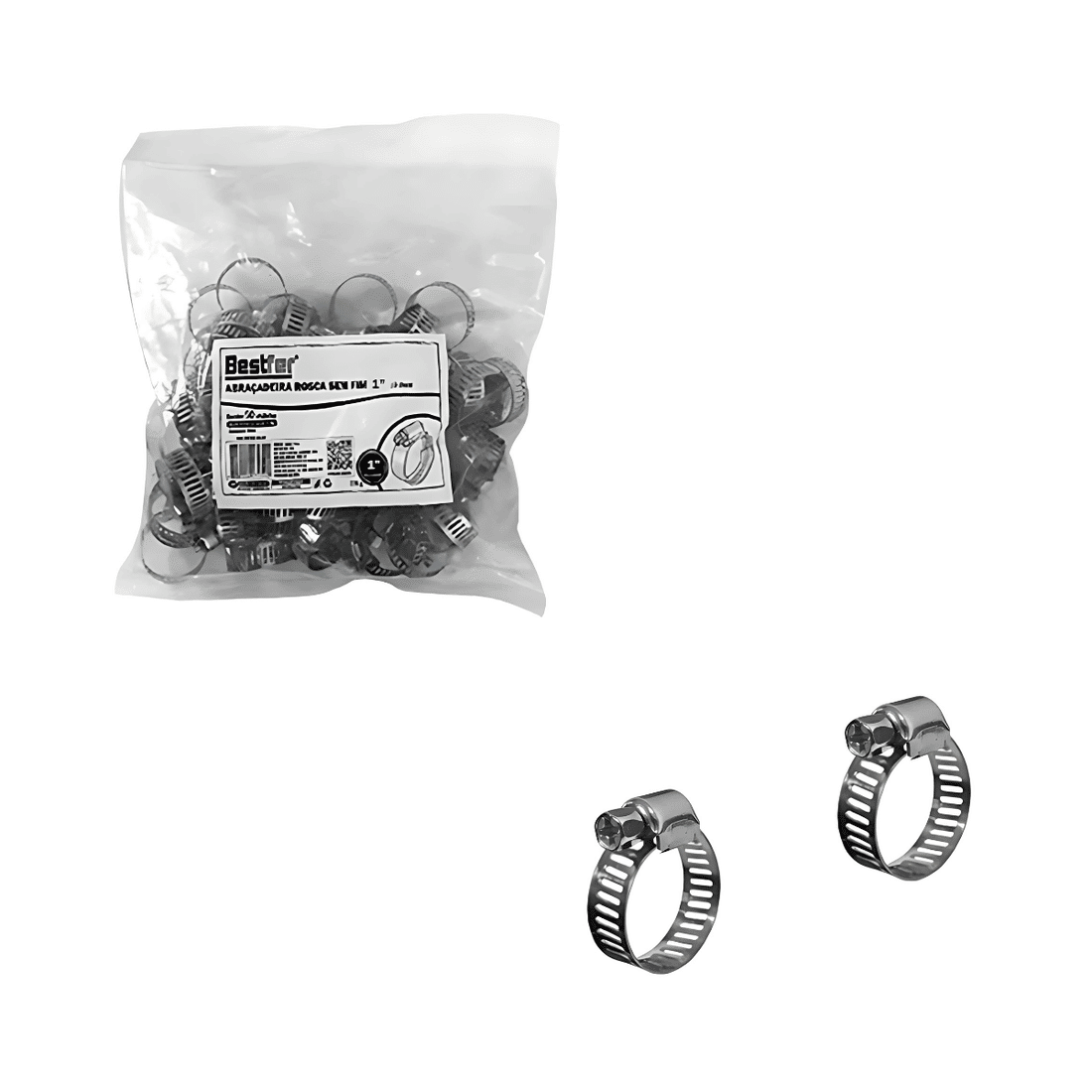 ABRACADEIRA ROSCA S/FIM 1POL INOX 50PCS