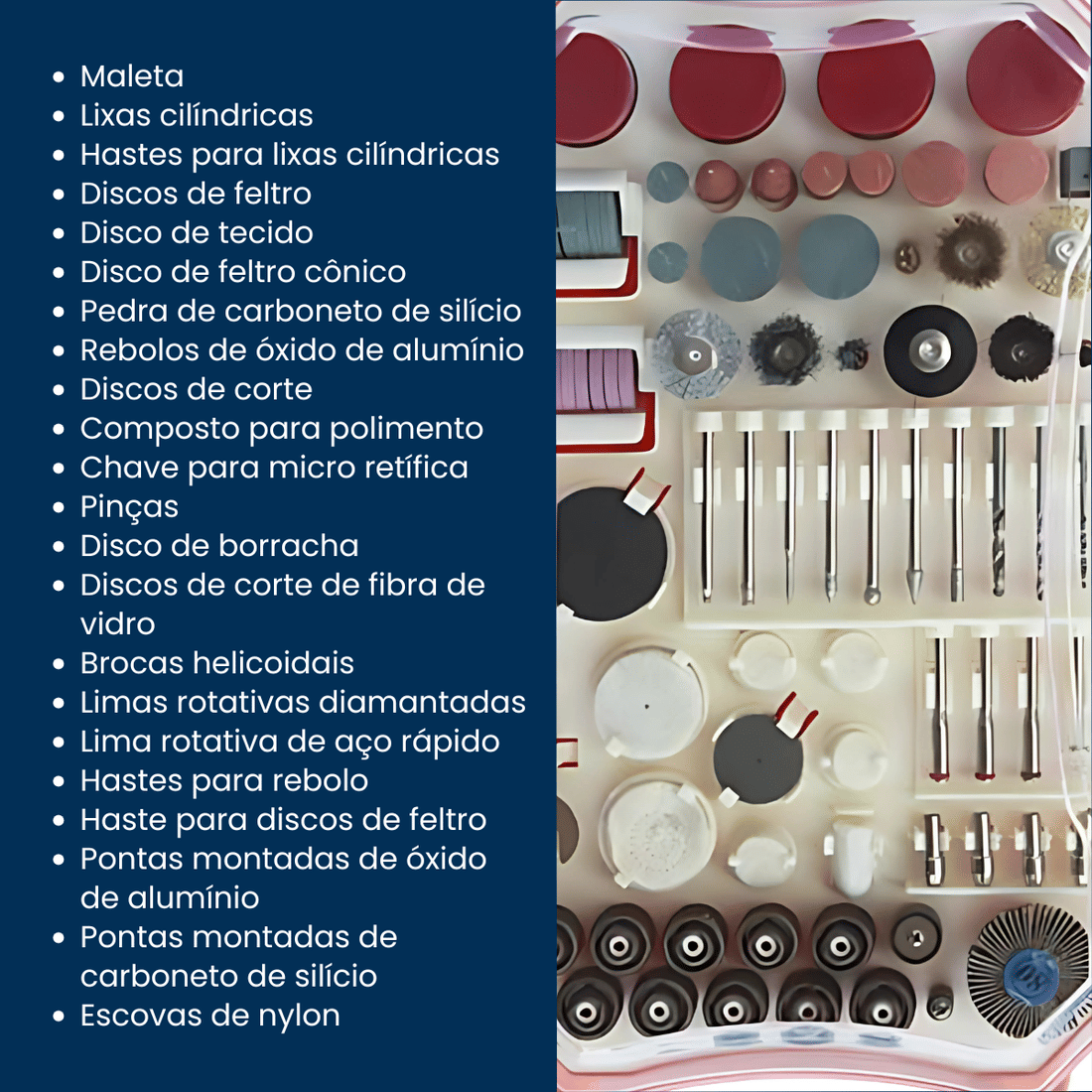 Acessórios para Micro Retífica Maleta com 99 ou 208pçs